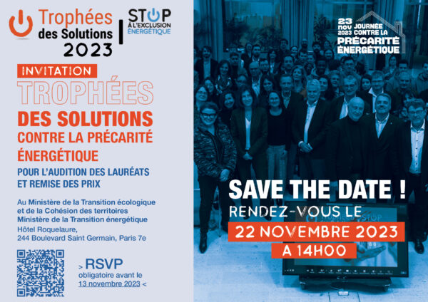 INVITATION 2023 TROPHÉES DES SOLUTIONS CONTRE LA PRÉCARITÉ ÉNERGÉTIQUE