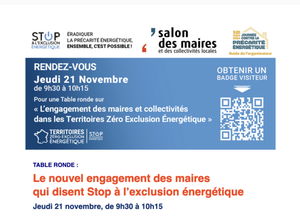 Stop à l’exclusion énergétique au salon des maires le 21 Novembre 2024