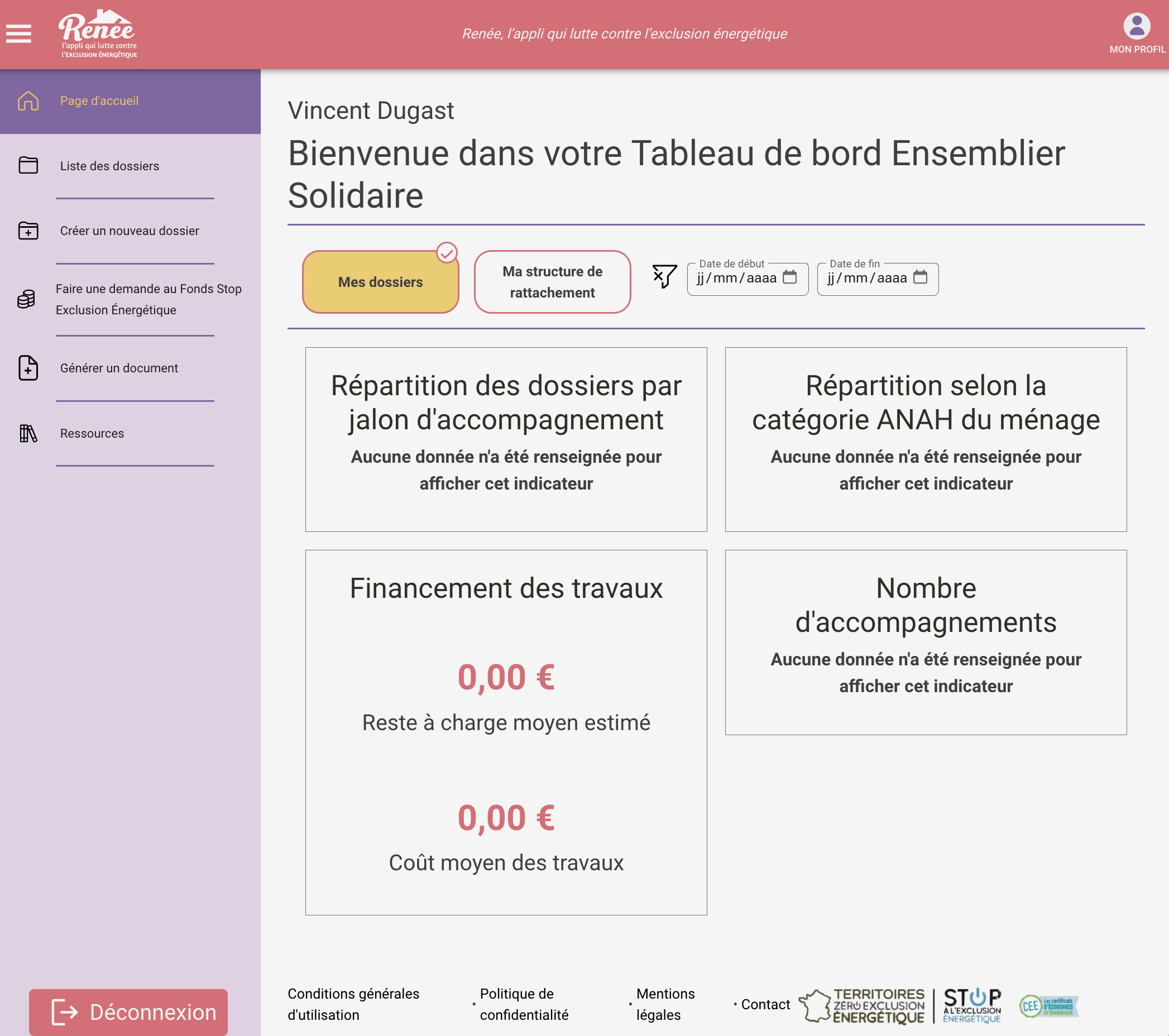 APPLICATION Renée - SUR Ordinateur - Accueil