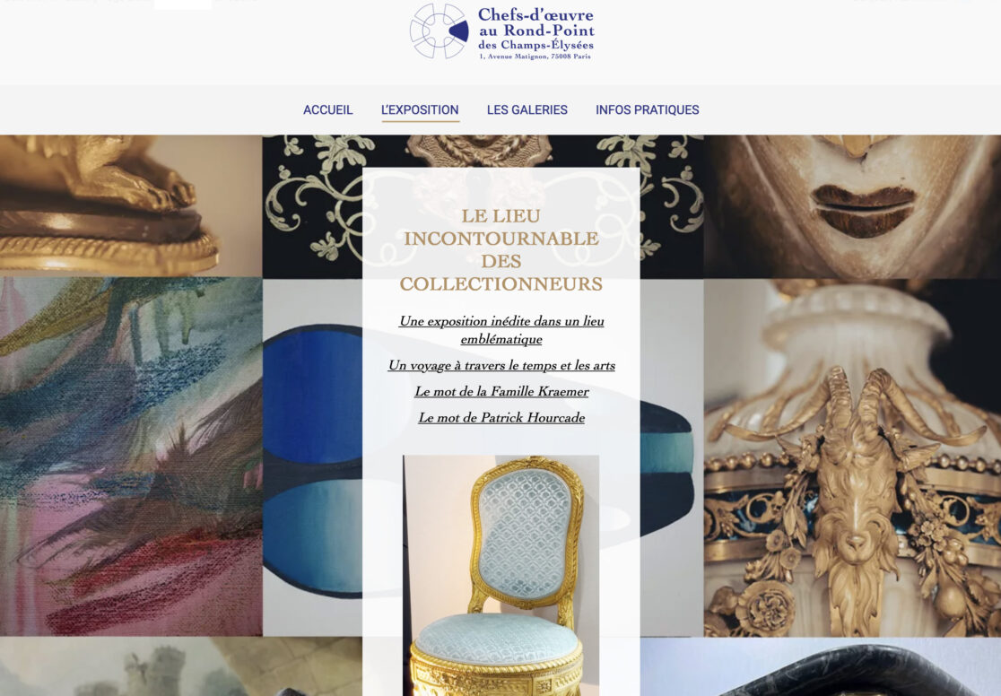 site de l'exposition Chefs-d'œuvres au rond-point des champs Elysées