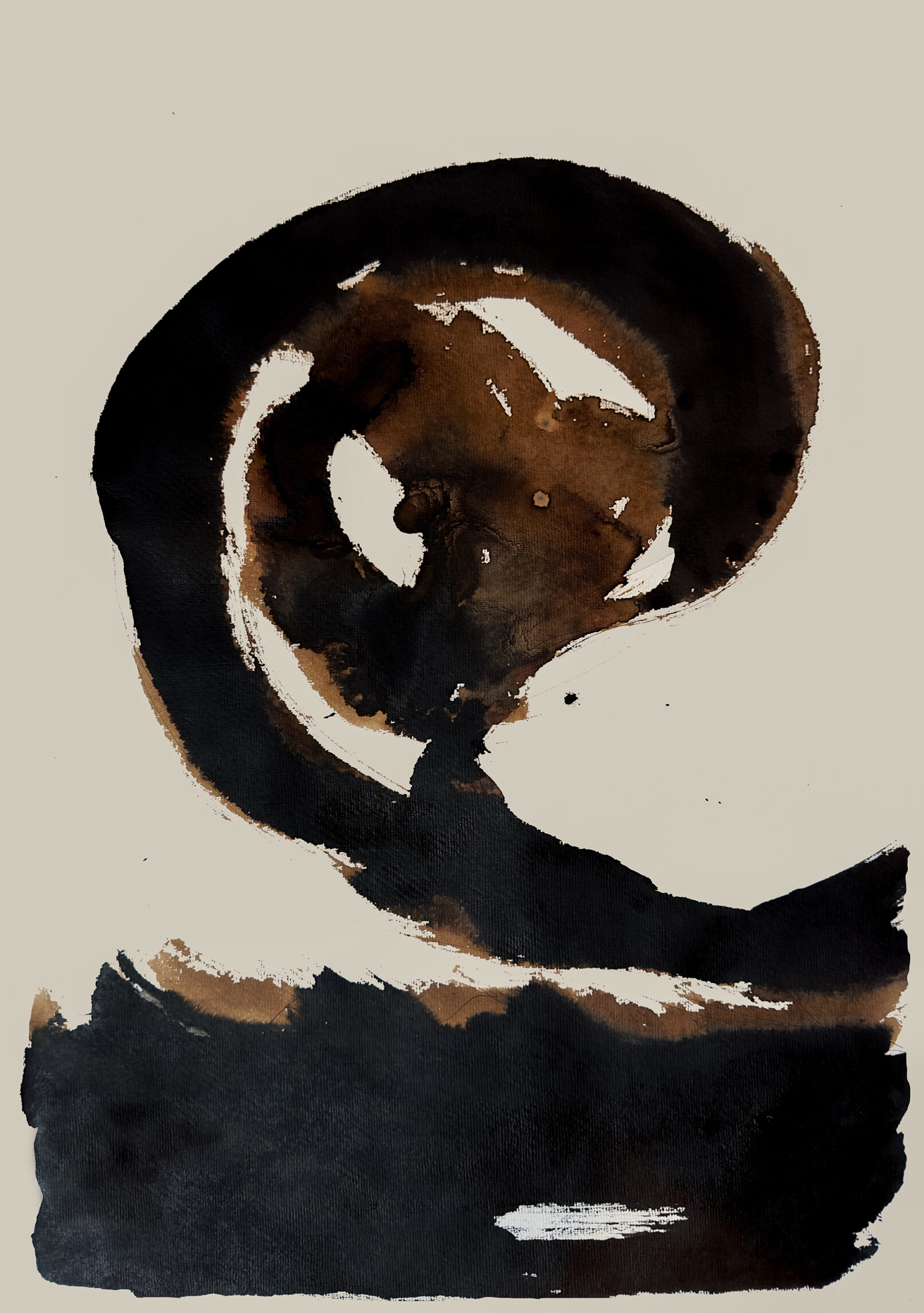 Vague - 2024 encre de chine, brou de noix et mine de plomb Sur papier Vélin 38x58cm