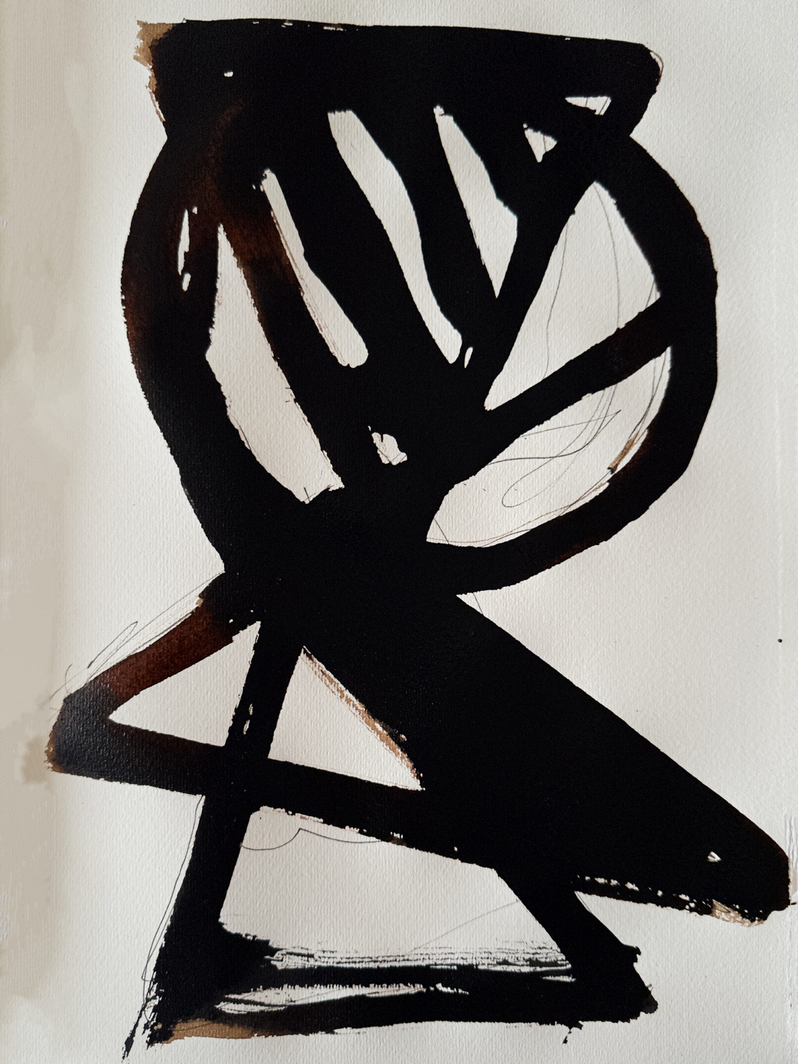 Geste-signe V - 2024 encre de chine, Sur papier d'Amalfi