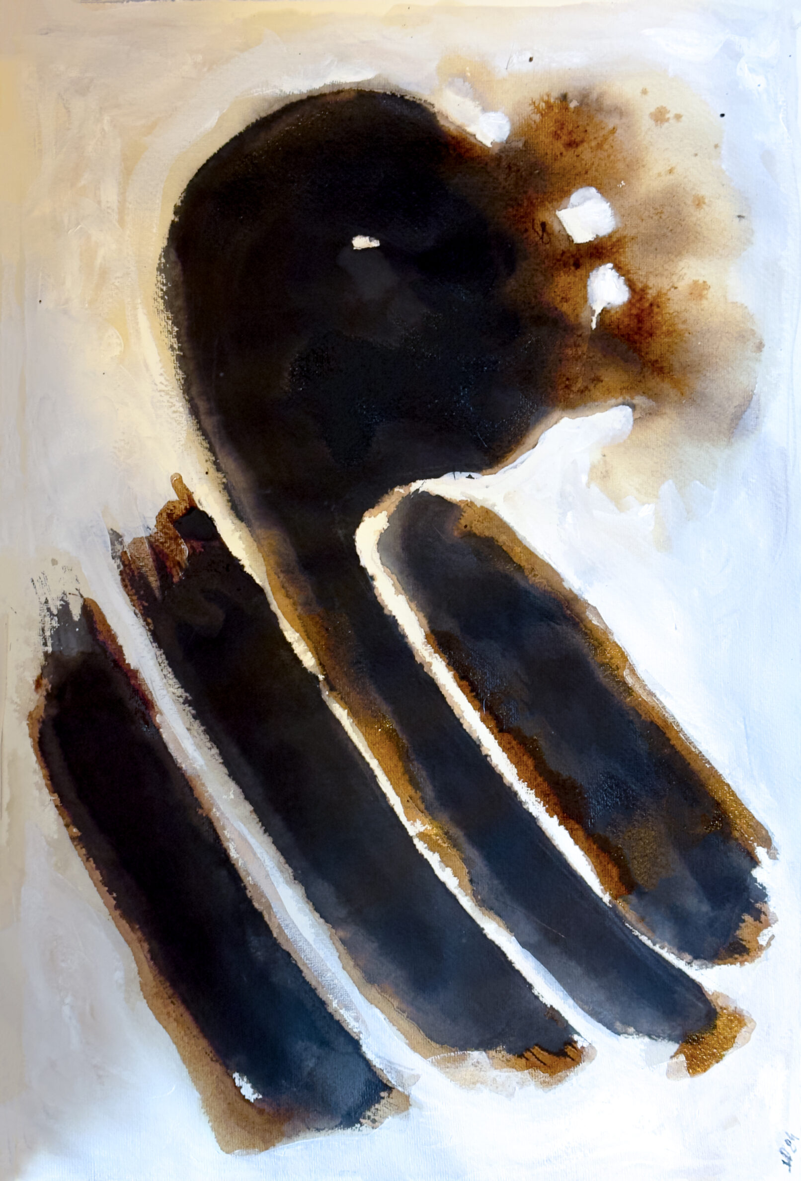 Geste-signe VII - 2024 encre de chine, brou de noix et acrilique sur papier vélin 38x56cm